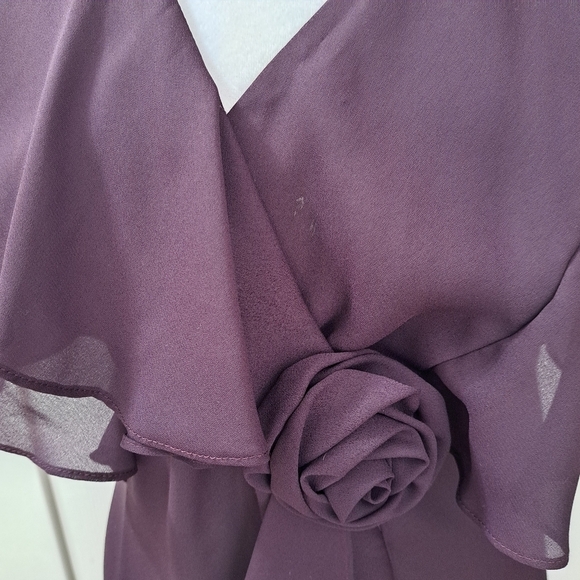 Vintage Eggplant Maxi Dress With Flutter Sleeves   Size 14 - Picture 4 of 14